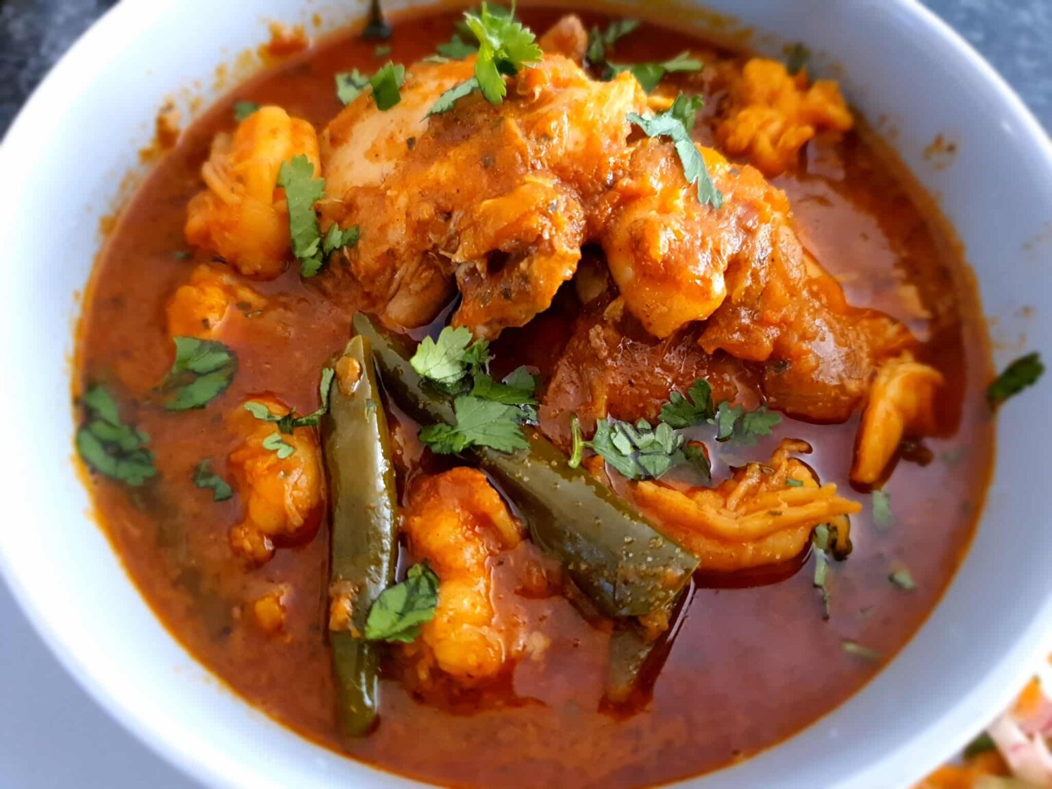 Very Simple Durban Chicken & Prawn Curry with Roti & Sambals